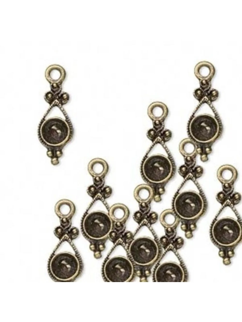 10 Antiqued Brass Steampunk Artsy Teardrop Drops Charms